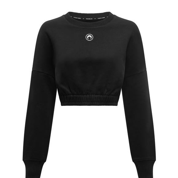 Marine Serre Tops - Marine Serre Women's Cropped Sweatshirt Black 99 Size XS